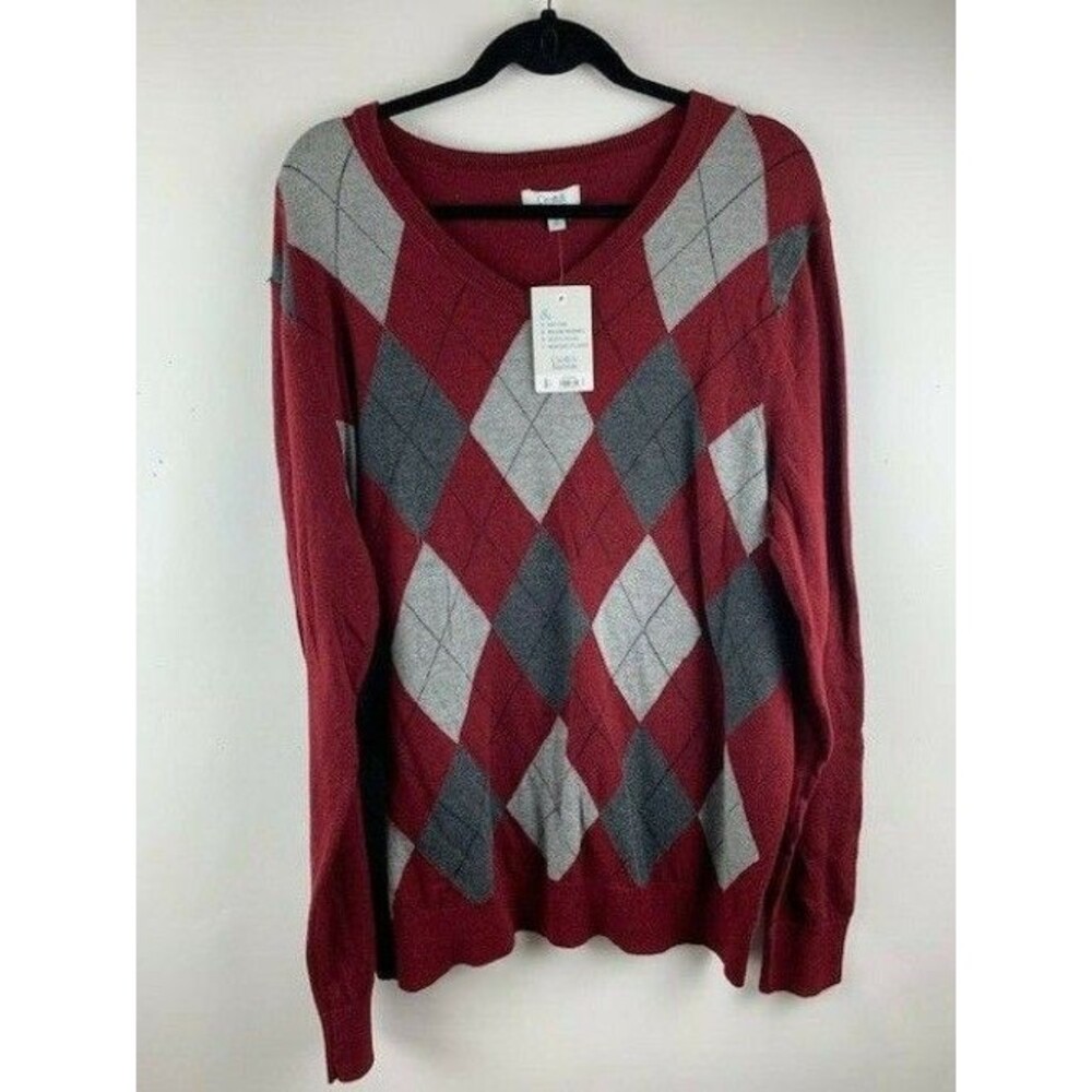 Croft & Barrow Size XL Mens Sweater Burgandy Gray Lightweight